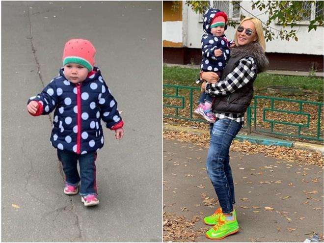 Лера Кудрявцева с дочкой на осенней прогулке